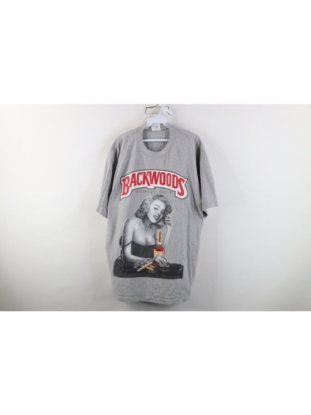 Y2K Streetwear Mens XL Spell Out Backwoods Rolling Papers Pinup Girl T-Shirt